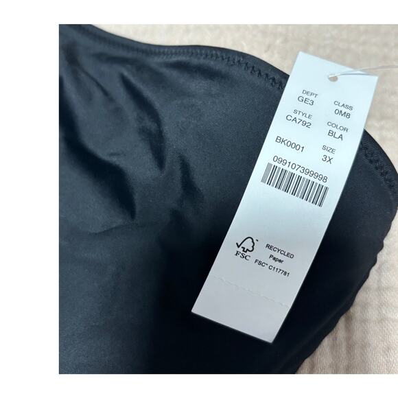 NWT J. Crew Perfect String‎ Bikini Top, Black, Tie Back, Size 3XL - Picture 5 of 6